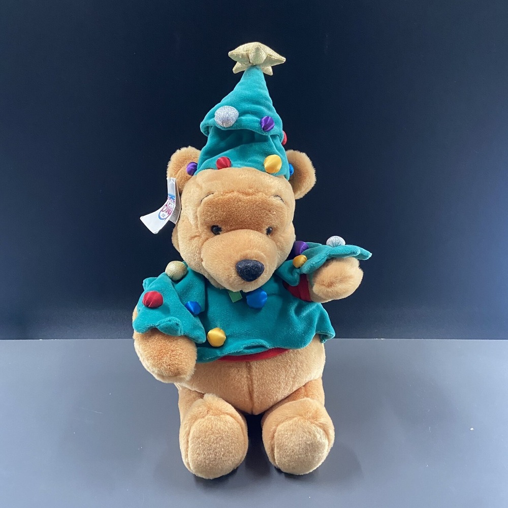 Disney Store Exclusive Winnie the Pooh Christmas Tree 14" Plush Bear New W Tags